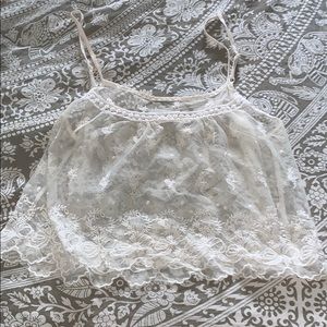 LF Sheer Lacey Babydoll Crop Top S
